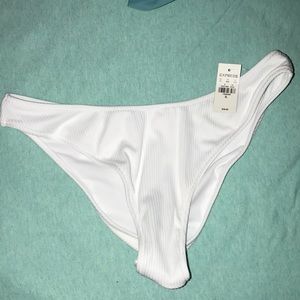 White ribbed express high cut swim bottoms